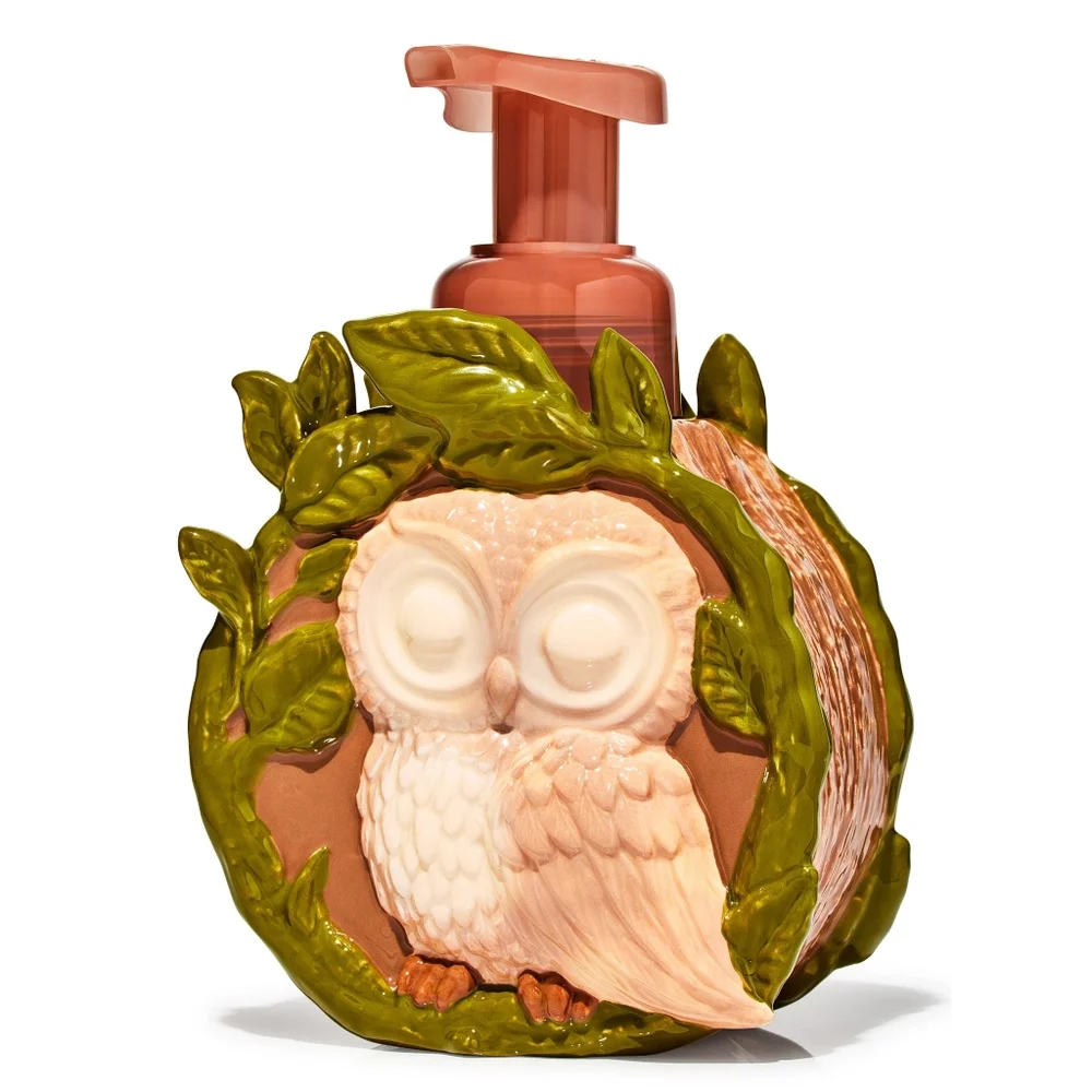Bath Body Works Sleepy Owl Ceramic Foaming Hand Soap Dispenser Decor NEW
